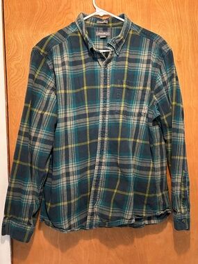 Eddie Bauer Teal Green Plaid Button-Up Shirt